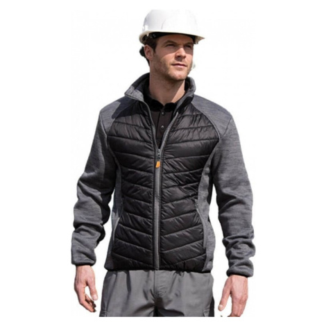 Result Work-Guard Teplá polstrovaná bunda s pletenými rukávy a vnitřním fleecem, černo-šedá