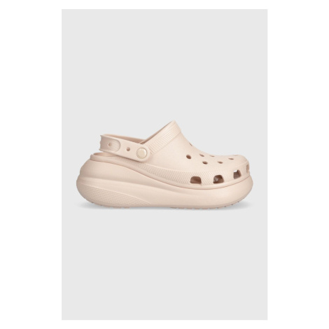 Pantofle Crocs Classic Crush Clog dámské, růžová barva, na klínku, 206121