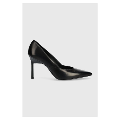 Kožené lodičky Calvin Klein HW0HW01346 GEO STILETTO PUMP 90 černá barva