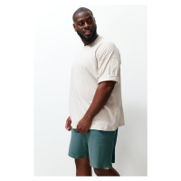 Trendyol Stone Plus Size Oversize Pohodlné Základní 100% Bavlněné Tričko s Kulatým Výstřihem
