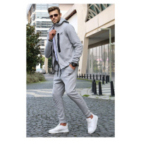 Madmext Gray Printed Regular Fit Men's Tracksuit Set