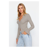 Trendyol Stone Textured Spanish Sleeve Flexible Knitted Shirt