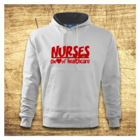 Mikina s kapucňou s motívom Nurses, the heart of healthcare
