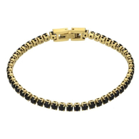 Marc Malone Tenisový pozlacený náramek Tessa Black Bracelet MCB23056G