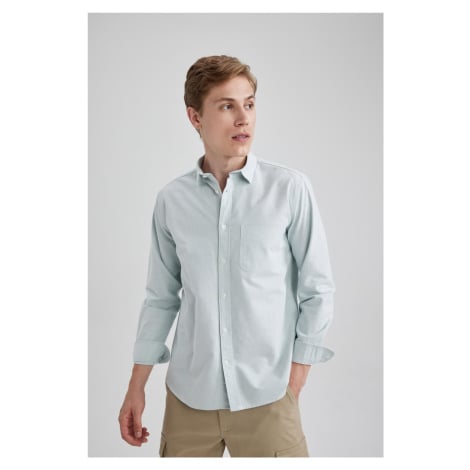 DEFACTO Regular Fit Oxford Pocket Basic Plain Long Sleeve Shirt