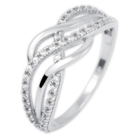 Brilio Silver Půvabný stříbrný prsten se zirkony 426 001 00512 04 57 mm