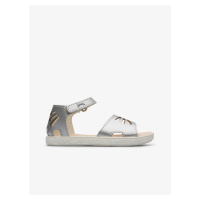 Holčičí kožené sandály ve stříbré barvě Camper - Holky