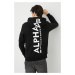 Mikina Alpha Industries pánská, černá barva, s kapucí, s potiskem
