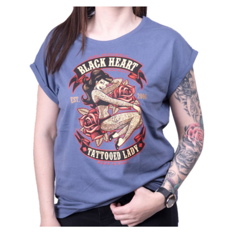 tričko street dámské - TATTOED LADY EXT - BLACK HEART - 010-0185-BLU17/A/7