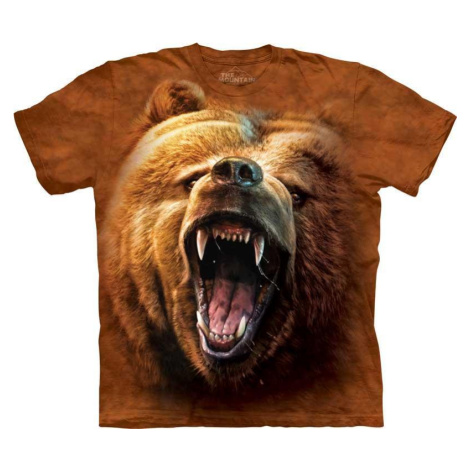 Pánské batikované triko The Mountain - Tvář Řvoucího Medvěda - hnědé