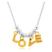 Náhrdelník ze stříbra 925 - řetízek, písmena "L-O-V-E" ve zlatém odstínu a kuličky