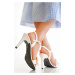 Smetanové sandály s vyměnitelnými podpatky Lucky Bride + tenký podpatek 10 cm