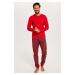Pánské pyžamo Italian Fashion Narwik - dlouhé bavlněné Červená