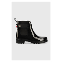 Holínky Tommy Hilfiger Ankle Rainboot With Metal Detail dámské, černá barva