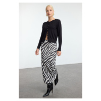 Trendyol Black Zebra Animal Printed Elastic Waist Maxi Pencil Skirt