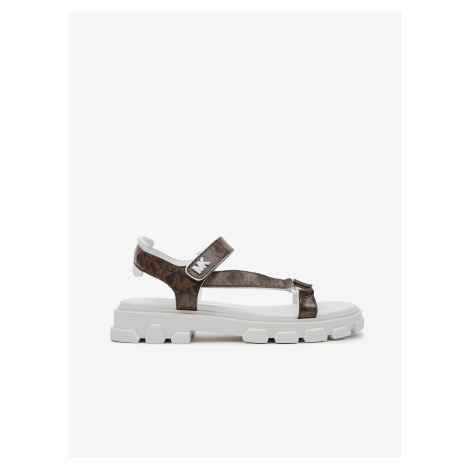 Bílo-hnědé dámské vzorované sandály Michael Kors Ridley - Dámské