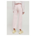 Kalhoty Tommy Hilfiger dámské, růžová barva, jednoduché, high waist, WW0WW40504