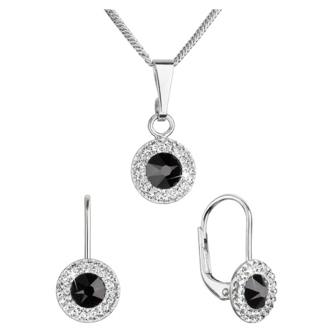 Evolution Group Sada šperků s krystaly Swarovski náušnice a přívěsek černé kulaté 39109.3 jet