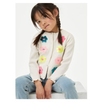 Krémový holčičí květovaný kardigan s flitry Marks & Spencer