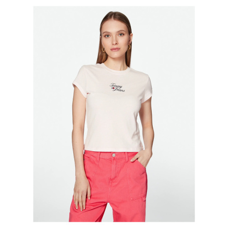 Tommy Jeans dámské světle růžové tričko Tommy Hilfiger