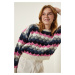 Happiness İstanbul Cream Pink Textured Seasonal Knitwear Sweater