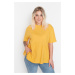 Trendyol Curve Plus Size T-Shirt - Yellow - Relaxed fit