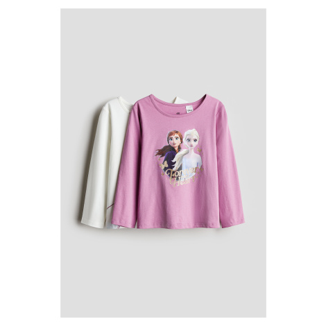 H & M - Žerzejové triko's dlouhým rukávem 2 kusy - fialová H&M