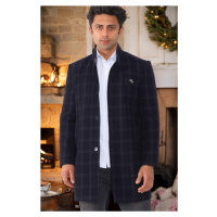 PLT8367 DEWBERRY MEN'S COAT-PATTERNED LIGHT NAVY BLUE