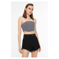 Trendyol Tassel Detail High Waist Denim Shorts in Black