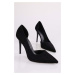 Shoeberry Women's Massy Black Suede Stiletto