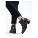 Klasické kotníčkové boty zelené dámské na širokém podpatku