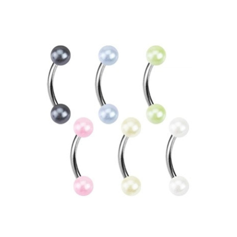 Piercing do obočí - dvě barevné perličky - Rozměr: 1,2 mm x 9 mm x 3 mm, Barva piercing: Světlá  Šperky eshop