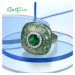 Zelený prsten se vzory ze stříbra FanTurra
