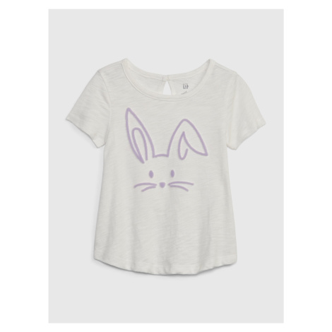 Smetanové holčičí tričko organic zajíc GAP