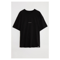 GRIMELANGE River Pánské oversize Fit Front vyšívané 100% bavlna černé tričko