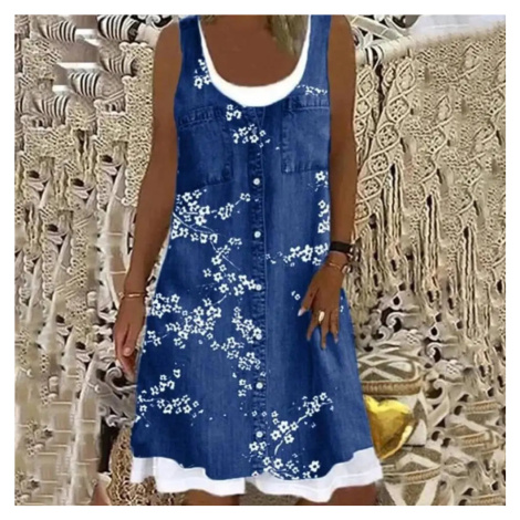 Letní šaty bez rukávů s 3D potiskem