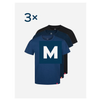 Triplepack pánských triček AGEN - navy, modrá, černá - M