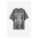 H & M - Oversized tričko's potiskem - šedá
