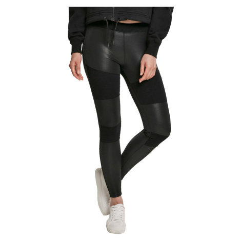 kalhoty dámské URBAN CLASSICS - Fake Leather Tech Leggings - black