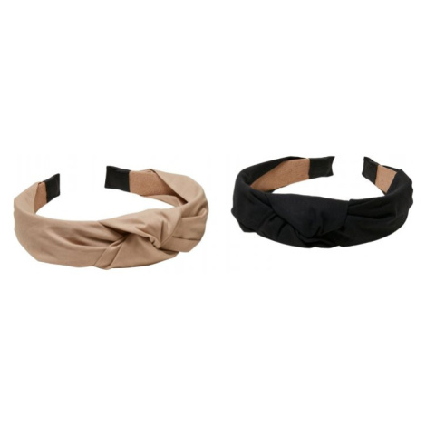 Light Headband With Knot 2-Pack - khaki/black