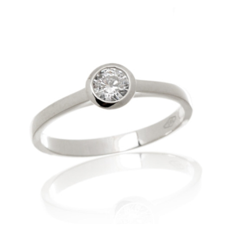 Dámský prsten z bílého zlata s čirým zirkonem PR0523F + DÁREK ZDARMA Titan