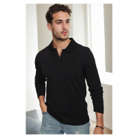 86813 Dewberry Polo Neck Long Sleeve Knitwear-BLACK