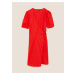 Zavinovací mini šaty ze směsi lnu s véčkovým výstřihem Marks & Spencer červená