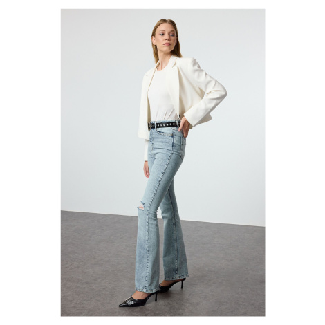 Trendyol Blue High Waist Flare Jeans