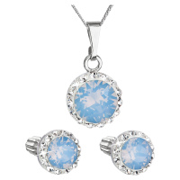 Evolution Group Sada šperků s krystaly Swarovski náušnice, řetízek a přívěšek modré opálové kula