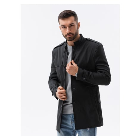 Ombre Clothing Zajímavý přechodný černý kabát C269