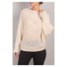 armonika Women's Cream Bat Sleeve Fluffy Knitwear Sweater