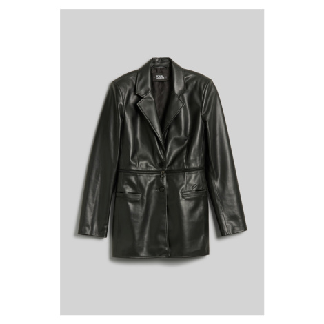 Bunda karl lagerfeld recycled leather zip jacket black