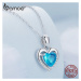 Stříbrný náhrdelník s přívěskem modré srdce