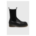 Kožené kotníkové boty MOA Concept dámské, černá barva, na platformě